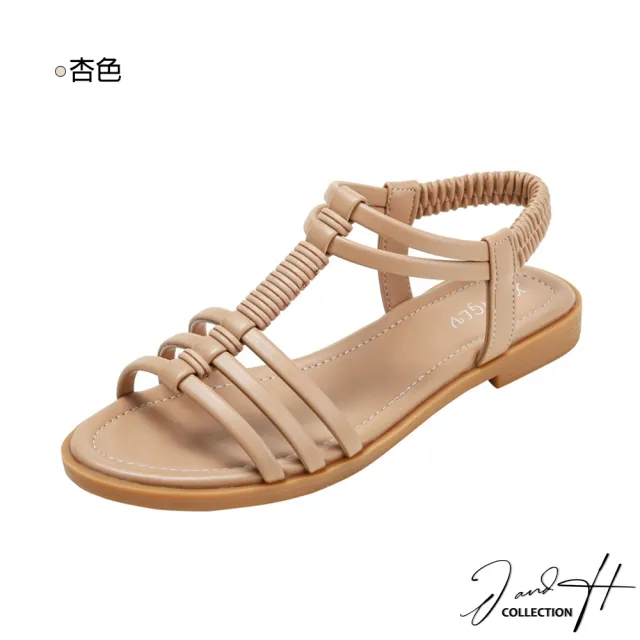 【J&H collection】新款復古鏤空圓頭平底羅馬涼鞋(現+預  杏色 / 棕色 / 黑色)