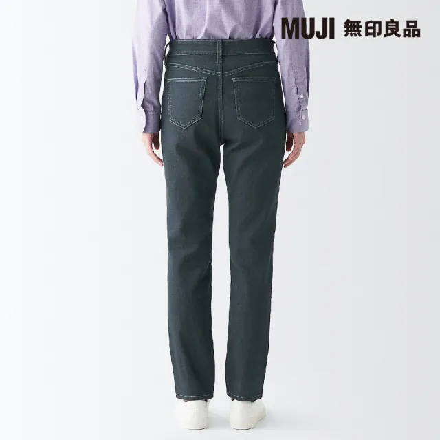 【MUJI 無印良品】女有機棉混彈性丹寧合身褲(墨灰)