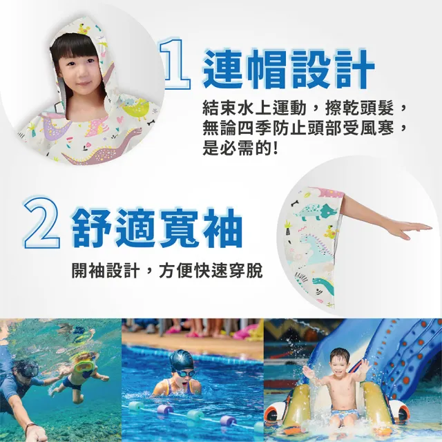 【SWIMFLOW】兒童浴巾衣(海灘浴巾 衝浪毛巾 斗篷浴巾 連帽浴巾 更衣浴袍)