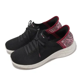 【SKECHERS】休閒鞋 Ultra Flex 3.0 女鞋 黑 紅 豹紋 美國時裝設計師聯名款 瞬穿科技(150166-BKPK)