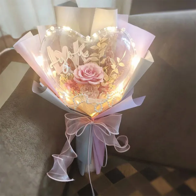 【OSTARA FLORIST 奧斯塔拉花藝】Love You愛心波波球花束(永生玫瑰、波波球、花禮、情人節、七夕)