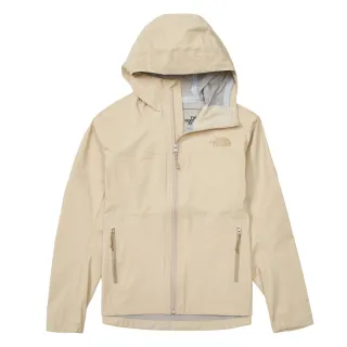 【The North Face 官方旗艦】北面女款卡其色防水透氣衝鋒衣外套｜5K2W3X4