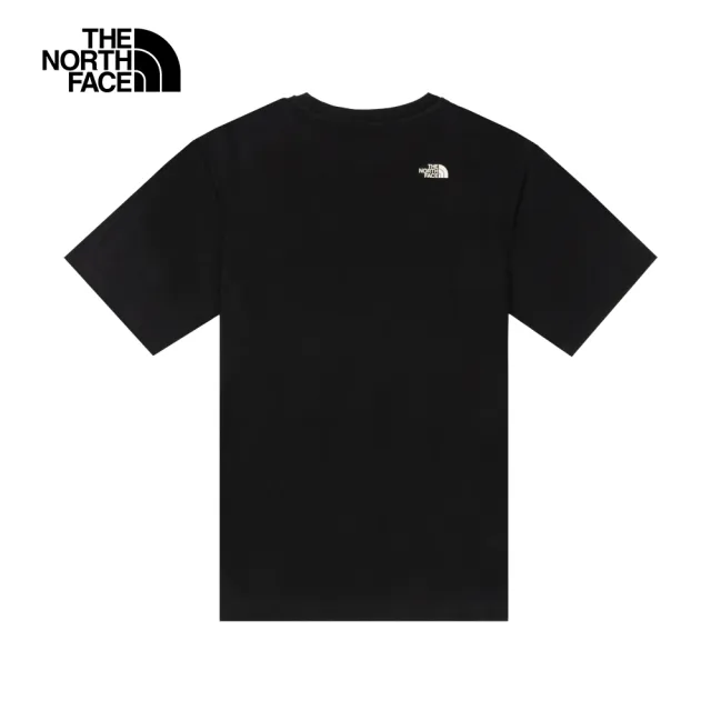 【The North Face 官方旗艦】北面女款黑色純棉大尺寸LOGO休閒短袖T恤｜86Q8JK3