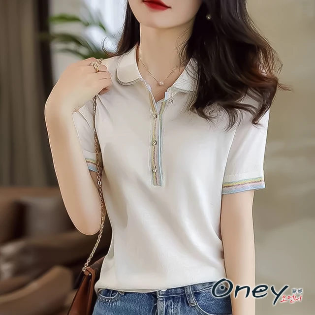 Arnold Palmer 雨傘 女裝-經典大傘刺繡短袖PO