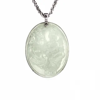 【金石盟】天然緬甸高冰種觀音A貨翡翠墬(68x50mm 750白K金台)