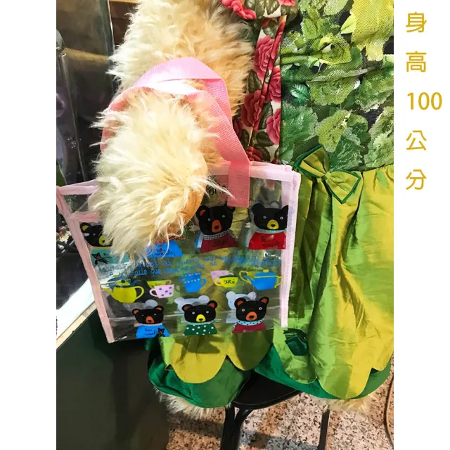 【TEDDY工坊】日本TEDDY泰迪熊可愛黑熊透明手提袋時尚美觀實用(日本黑熊大容量時尚 