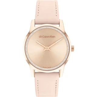 【Calvin Klein 凱文克萊】CK 瑞士製晶鑽皮帶女錶-32mm(25000024)