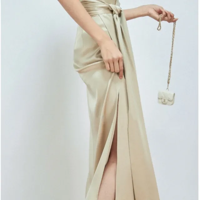 【巴黎精品】現貨+預購 女緞面半身裙絲質長裙法式絲綢大碼洋裝休閒大尺碼女裝(一片式綁帶純色3色a1cp2)