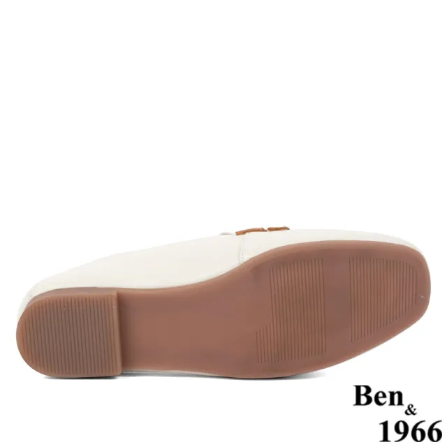 【Ben&1966】Ben&1966高級頭層牛皮個性金屬鍊樂福鞋-米白236134