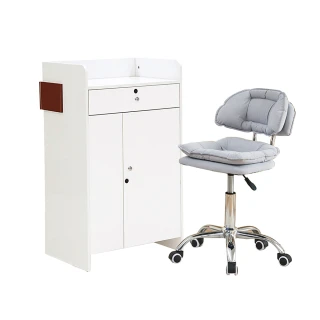 【AT HOME】功能桌椅組-2尺白色收納多功能桌/工作桌+升降椅 現代簡約(卡昂)