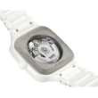 【Rado 雷達表】True Square真我系列 高科技陶瓷方形鏤空 雙層錶盤機械腕錶-白 R05(R27126012 防水50米)