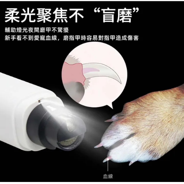 【LIKE PET】LED寵物電動磨甲器(貓狗磨甲器/寵物美容/剪指甲/寵物剪刀/指甲剪)