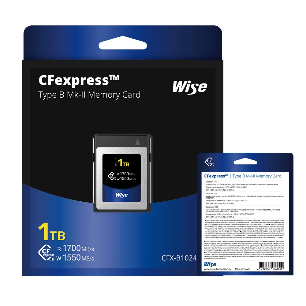 【Wise 裕拓】1TB CFexpress Type B Mk-II 記憶卡(公司貨)