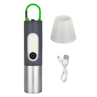【EZlife】多功能變焦強光手電筒露營燈(附柔光燈罩)