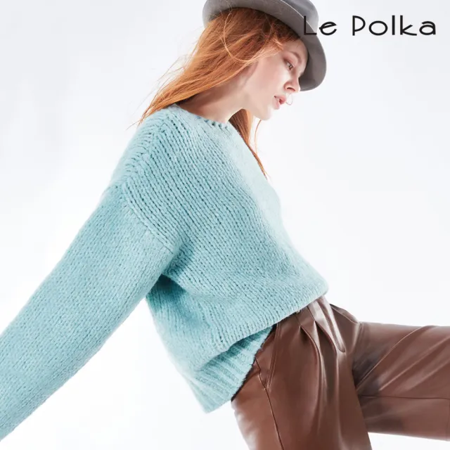 【Le Polka】慵懶系粗針羊毛絨線衫/兩色-女