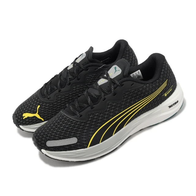 PUMA 慢跑鞋 Velocity Nitro 2 GTX 男鞋 黑 黃 防水 氮氣中底 反光 路跑 運動鞋(377507-04)