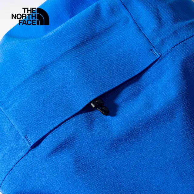 【The North Face 官方旗艦】北面女款藍色防水透氣可打包連帽衝鋒衣｜7ZTXI0K