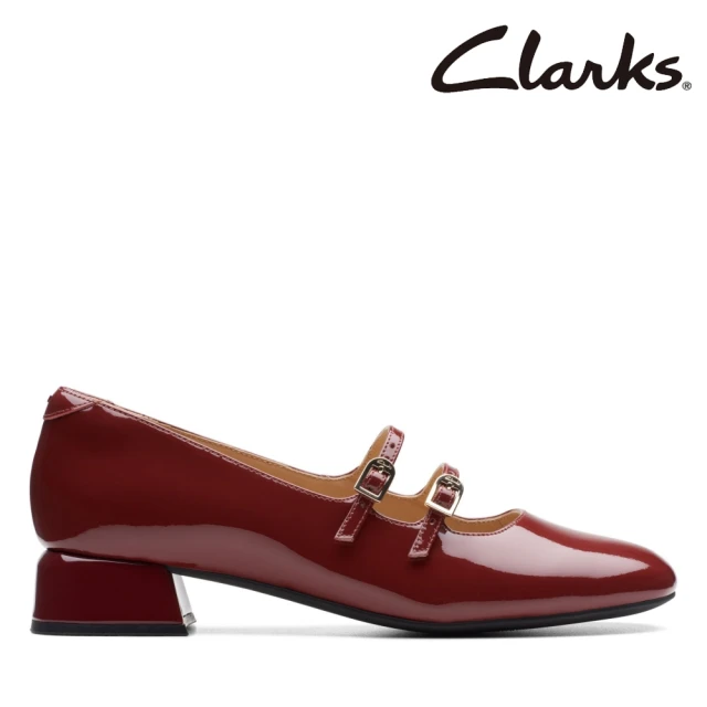 Clarks 女鞋 Daiss30 Shine 小圓頭雙條帶柔軟漆皮瑪莉珍鞋 跟鞋(CLF74713D)