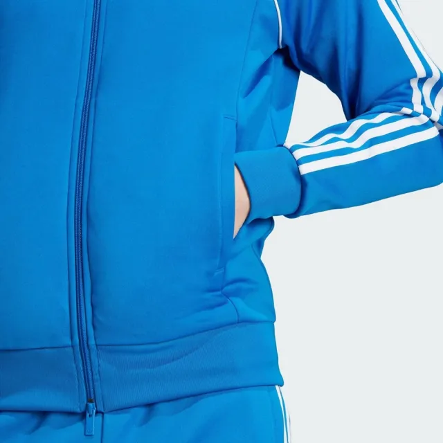 【adidas 愛迪達】SST TT 男 外套 亞洲版 運動 休閒 復古 三葉草 修身 拉鍊口袋 電繡 藍白(IL2493)