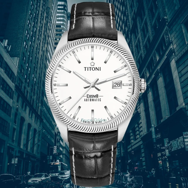 TITONI 梅花錶 宇宙系列 錢幣紋機械腕錶 41mm(878S-ST-606 經典色)