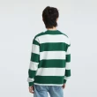 【GAP】男裝 純棉圓領長袖T恤-綠色條紋(810493)