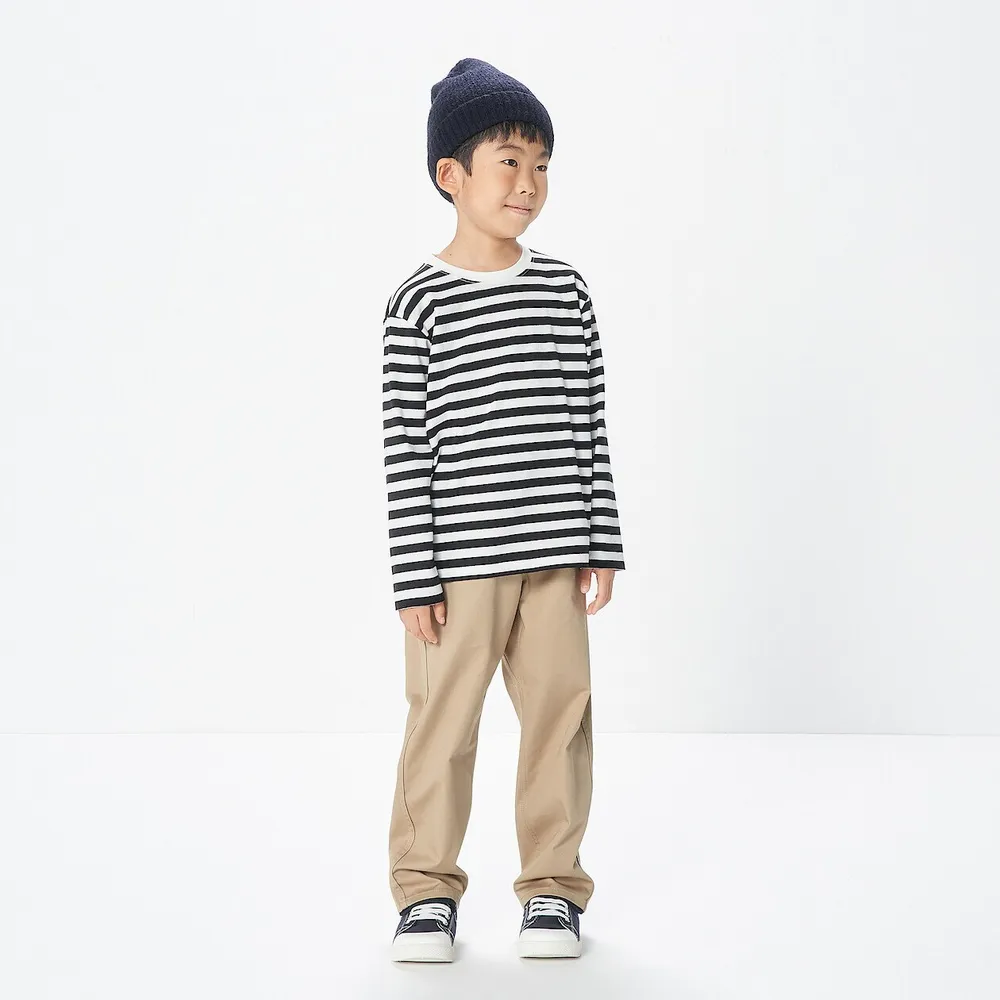 【MUJI 無印良品】兒童棉混聚酯纖維圓領長袖T恤(共6色)