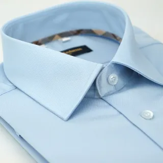 【金安德森】經典格紋繞領藍色吸排窄版長袖襯衫-fast