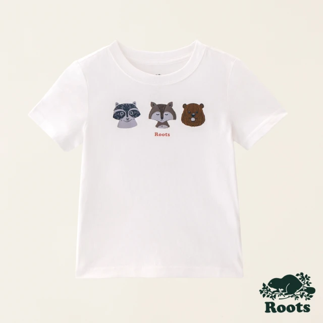 【Roots】Roots小童-動物派對系列 森林動物純棉短袖T恤(白色)