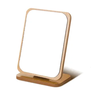 【小麥購物】木質化妝鏡(化妝鏡 桌面 簡約 木質化妝鏡 鏡子 梳妝鏡 鏡 折疊鏡)