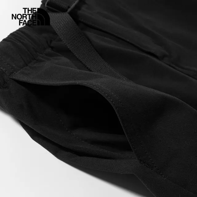 【The North Face 官方旗艦】北面兒童黑色防潑水可調節腰帶休閒褲｜8749JK3