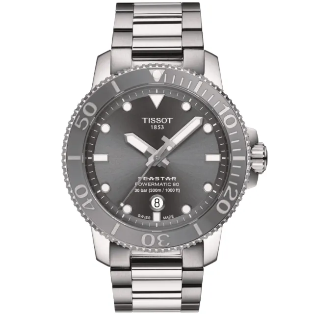 【TISSOT 天梭 官方授權】SEASTAR 1000 海星系列 300m 潛水機械腕錶 禮物推薦 畢業禮物(T1204071108101)