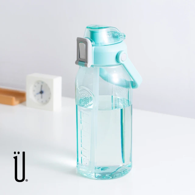 UdiLife 彈蓋式吸管太空水壺 1500ml-雀湖綠(Tritan 超大容量 彈蓋水壺 運動水壺 透明水壺 SGS檢驗合格)