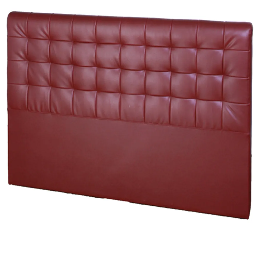 【Maslow】時尚格紋皮製3.5尺單人床頭-暗紅