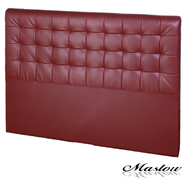【Maslow】時尚格紋皮製3.5尺單人床頭-暗紅