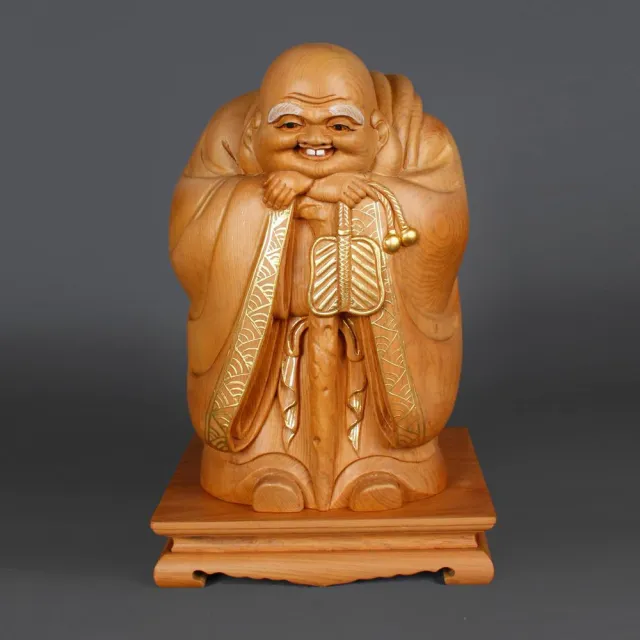 【荒木雕塑藝品】高26公分布袋佛(七福神 日式彩金)