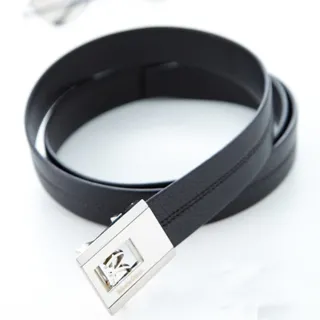 【Roberta Colum】交換禮物 真皮 極致紳士品味自動金屬滑扣黑牛皮皮帶