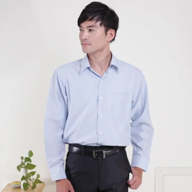 【JIA HUEI】長袖柔挺領男仕吸濕排汗襯衫 3158系列 細條紋藍  商務  男襯衫(台灣製造)
