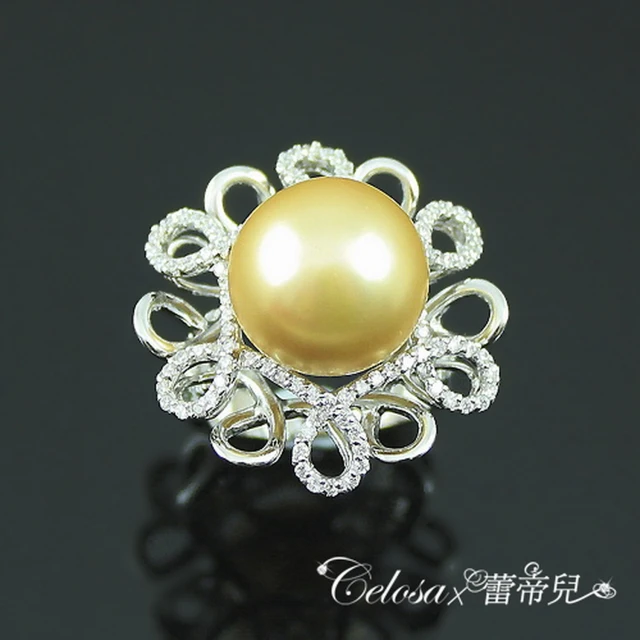 【蕾帝兒名品】絕麗之花金色貝珠戒指