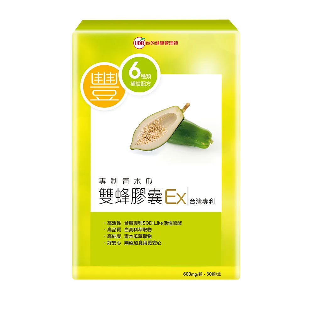 【UDR】專利青木瓜雙蜂膠囊EX X1盒(30顆/盒;少女成長期/產後時期/45歲以上)