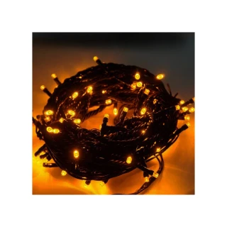 【聖誕裝飾特賣】100燈LED燈串聖誕燈-黃光黑線(附控制器跳機 高亮度又省電)