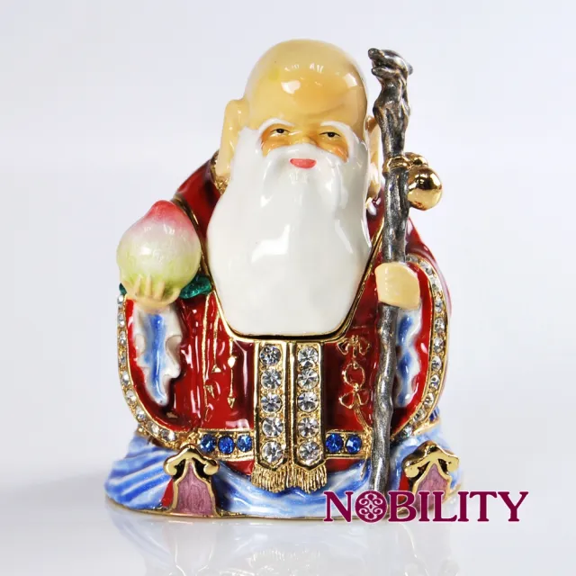 三卡寶精品】福祿壽神三星金屬擺件工藝品進口奧地利水鑽(珠寶盒套組