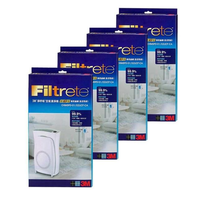 【3M】原廠濾網 超濾淨型6/10坪空氣清淨機活性碳濾網(買三送一超值組CHIMSPD-01/02UCF-CA)