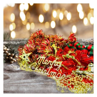 【聖誕裝飾特賣】聖誕裝飾配件包組合-紅金色系(3尺（90cm）樹適用（不含聖誕樹 不含燈)