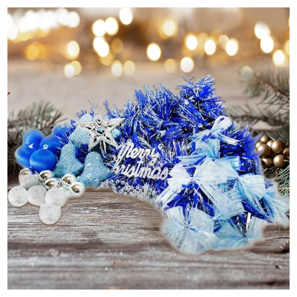【聖誕裝飾特賣】聖誕裝飾配件包組合-藍銀色系(2尺（60cm）樹適用（不含聖誕樹 不含燈)