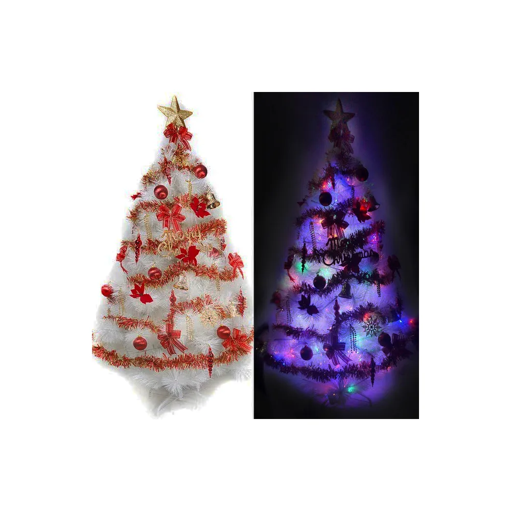 【摩達客】台灣製-10尺/10呎-300cm豪華版夢幻白色聖誕樹(含飾品組/含LED100燈6串/附控制器)