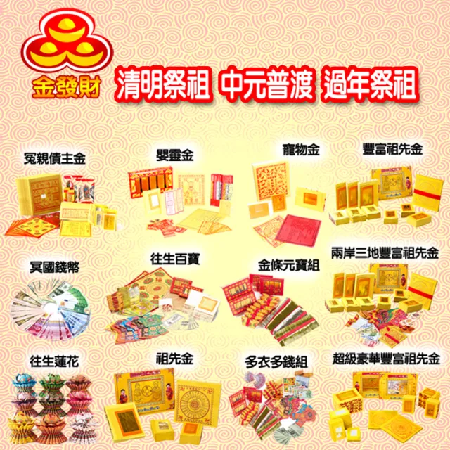【金發財金紙】天官五路發財錢+福德正神發財錢-2入組(金紙-財富系列)