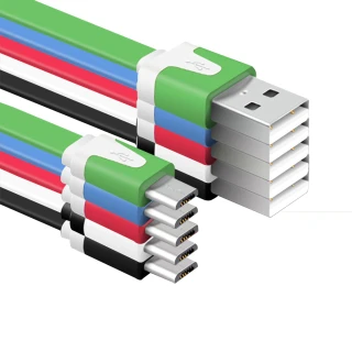 【GCOMM】HTC/SONY/micro-USB通用高速充電傳輸 彩色繽紛雙色窄扁線(1米)