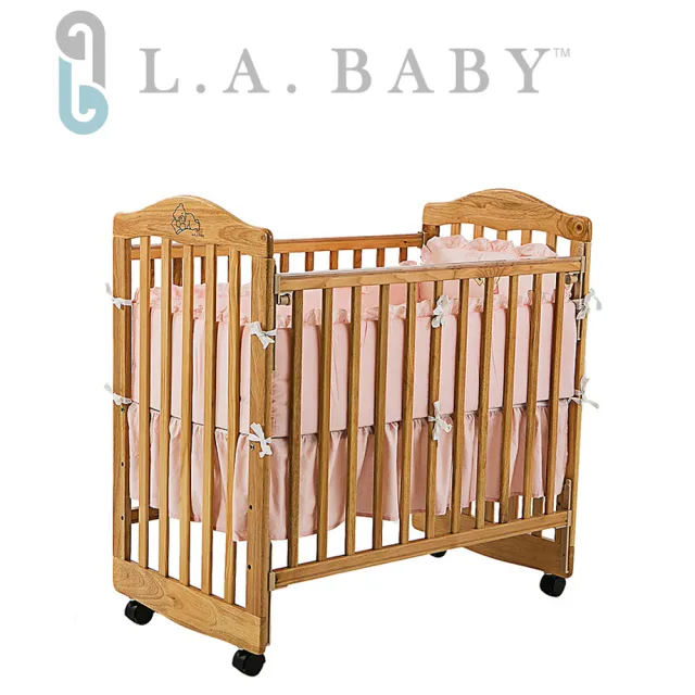 【美國 L.A. Baby】蒙特維爾美夢熊小床嬰兒床/實木/原木床(原木色  適用小家庭)