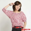 【BOBSON】女款連袖粉紅迷彩風短袖上衣(紅22098-10)