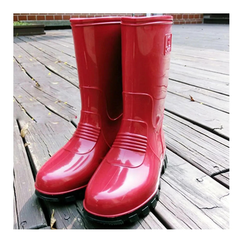 【Sanho 三和牌】MIT典雅半筒雨靴/雨靴 休閒防水鞋(紅色/台灣製造 現貨)